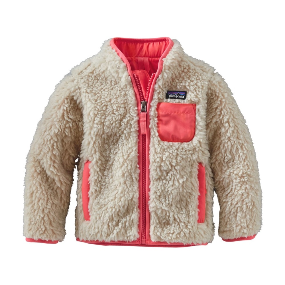 Patagonia Baby Retro-X Jacket - Cream and Coral Fleece Jacket